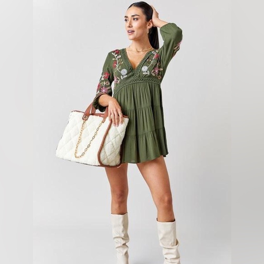mi ami Jordina Embroidered A-line Mini Dress size M